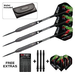 RED DRAGON Peter Wright Snakebite 3: 22g Tungsten Darts Set with Flights and Stems