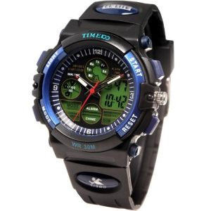 Time100 Multifunction LCD Dual Display Blue Bezel Analog-Digital Watches#W40002G.03A