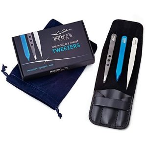 Bodyline Basics Tweezer Set for Eyebrows Chin Hair Splinters and Ingrown Hairs - Precision Tweezers for Facial Hair Removal